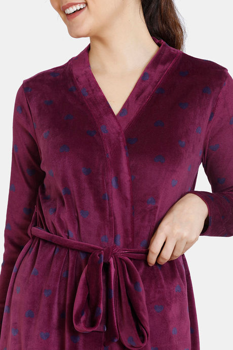 Zivame Supersoft Velour Knit Wrap Top - Potent Purple — image 5